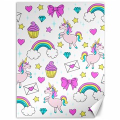 Cute Unicorn Pattern Canvas 36  X 48   by Valentinaart