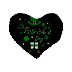 St Patricks Leprechaun Standard 16  Premium Flano Heart Shape Cushions by Valentinaart