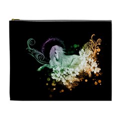 Wonderful Unicorn With Flowers Cosmetic Bag (xl) by FantasyWorld7