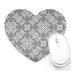 Black And White Oriental Ornate Heart Mousepads by dflcprints