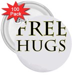 Freehugs 3  Buttons (100 pack)  Front