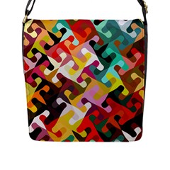 Colorful Shapes                               Flap Closure Messenger Bag (l) by LalyLauraFLM