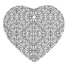 Black And White Ethnic Geometric Pattern Heart Ornament (two Sides) by dflcprints