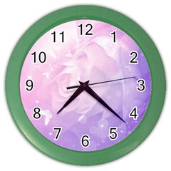 Beautiful Rose, Soft Violet Colors Color Wall Clocks by FantasyWorld7