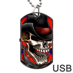 Confederate Flag Usa America United States Csa Civil War Rebel Dixie Military Poster Skull Dog Tag Usb Flash (one Side) by Sapixe