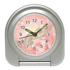 Wonderful Soft Flowers With Floral Elements Travel Alarm Clocks by FantasyWorld7