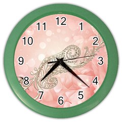 Wonderful Soft Flowers With Floral Elements Color Wall Clocks by FantasyWorld7