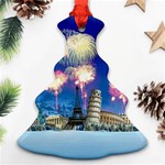 Happy New Year Celebration Of The New Year Landmarks Of The Most Famous Cities Around The World Fire Christmas Tree Ornament (Two Sides) Back