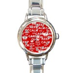 Keep Calm And Carry On Round Italian Charm Watch Front