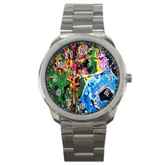 Dscf1611 - Lady In Kimono And Tulip Tree Sport Metal Watch by bestdesignintheworld