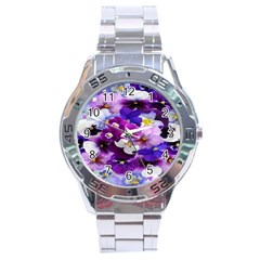 Graphic Background Pansy Easter Stainless Steel Analogue Watch by Sapixe
