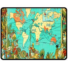 Vintage Map-1 Fleece Blanket (medium)  by ArtworkByPatrick