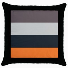 Orange Sand Charcoal Stripes Pattern Striped Elegant Throw Pillow Case (black) by yoursparklingshop