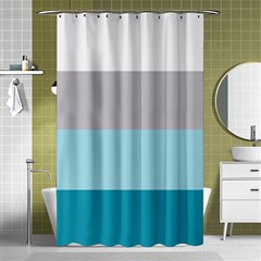 Blue Gray Striped Pattern Horizontal Stripes Shower Curtain 48  X 72  (small)  by yoursparklingshop