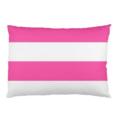 Horizontal Pink White Stripe Pattern Striped Pillow Case by yoursparklingshop