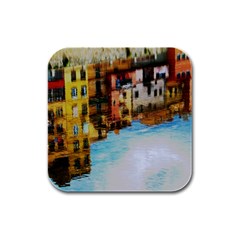 Architecture Art Blue Rubber Square Coaster (4 Pack)  by Modern2018