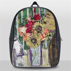 Sunflowers And Lamp School Bag (large) by bestdesignintheworld