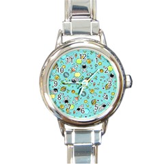 Space Pattern Round Italian Charm Watch by Valentinaart