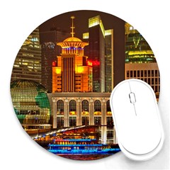 Shanghai Skyline Architecture Round Mousepads by Simbadda