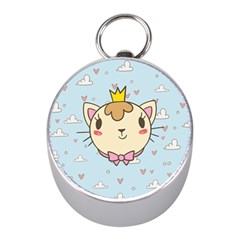 Cat Cloud Heart Texture Kitten Mini Silver Compasses by Simbadda