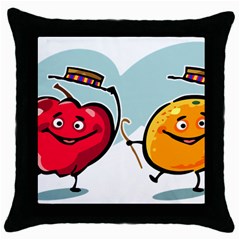 Dancing Fruit Apple Organic Fruit Throw Pillow Case (black) by Simbadda