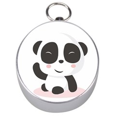 Panda Bear Funny Cute Silver Compasses by Simbadda