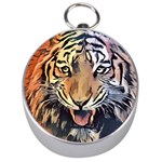 Tiger Animal Teeth Nature Design Silver Compasses Front