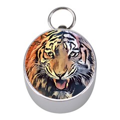 Tiger Animal Teeth Nature Design Mini Silver Compasses by Simbadda