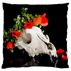 Animal Skull With A Wreath Of Wild Flower Large Flano Cushion Case (two Sides) by igorsin