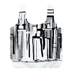 Black And White City Full Print Recycle Bags (l)  by digitaldivadesigns