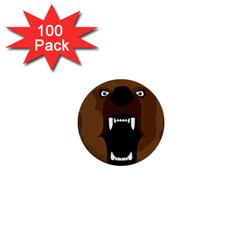 Bear Brown Set Paw Isolated Icon 1  Mini Buttons (100 Pack)  by Nexatart