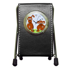 Animals Dogs Mutts Dog Pets Pen Holder Desk Clocks by Nexatart