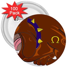 Bulldog Cartoon Angry Dog 3  Buttons (100 Pack)  by Nexatart