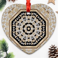 Wood Butterflies And Wood Hearts In Harmony Ornament (heart) by pepitasart