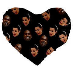 Crying Kim Kardashian Large 19  Premium Flano Heart Shape Cushions by Valentinaart