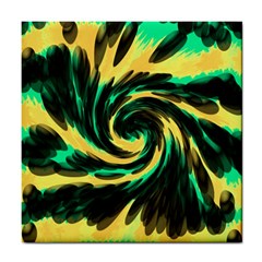 Swirl Black Yellow Green Tile Coasters by BrightVibesDesign