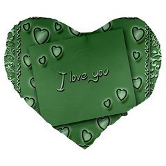 Card I Love You Heart Romantic Large 19  Premium Flano Heart Shape Cushions by Sapixe