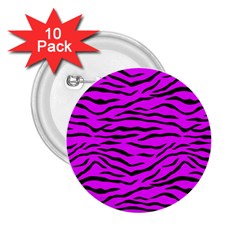 Hot Neon Pink And Black Tiger Stripes 2 25  Buttons (10 Pack)  by PodArtist