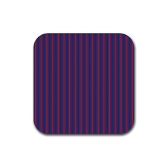 Mattress Ticking Wide Striped Pattern In Usa Flag Blue And Red Rubber Coaster (square)  by PodArtist