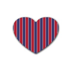 Large Red White And Blue Usa Memorial Day Holiday Pinstripe Rubber Coaster (heart)  by PodArtist