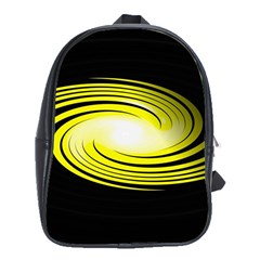 Fractal Swirl Yellow Black Whirl School Bag (xl) by Sapixe