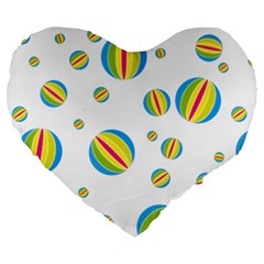 Balloon Ball District Colorful Large 19  Premium Flano Heart Shape Cushions by Sapixe