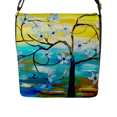 Oil Painting Tree Flower Flap Messenger Bag (l)  by Sapixe