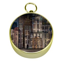 Architecture City Home Window Gold Compasses by Nexatart