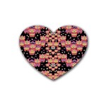 Fantasy Flower Ribbon And Happy Florals Festive Rubber Coaster (Heart)  Front