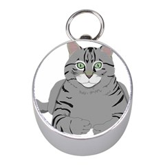 Cat Kitty Gray Tiger Tabby Pet Mini Silver Compasses by Sapixe