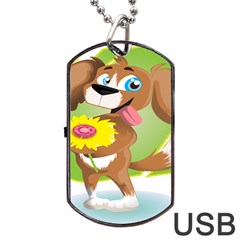 Dog Character Animal Flower Cute Dog Tag Usb Flash (two Sides) by Sapixe