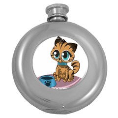 Kitty Cat Big Eyes Ears Animal Round Hip Flask (5 Oz) by Sapixe