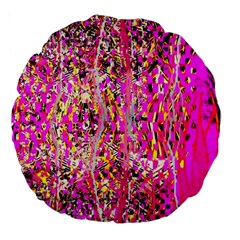 Hot Pink Mess Snakeskin Inspired  Large 18  Premium Round Cushions by flipstylezfashionsLLC