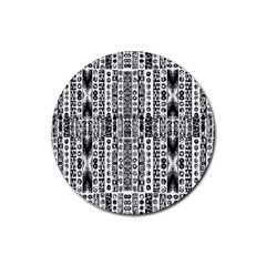 Creative Retro Black And White Abstract Vector Designs By Kiekie Strickland Rubber Coaster (round)  by flipstylezfashionsLLC